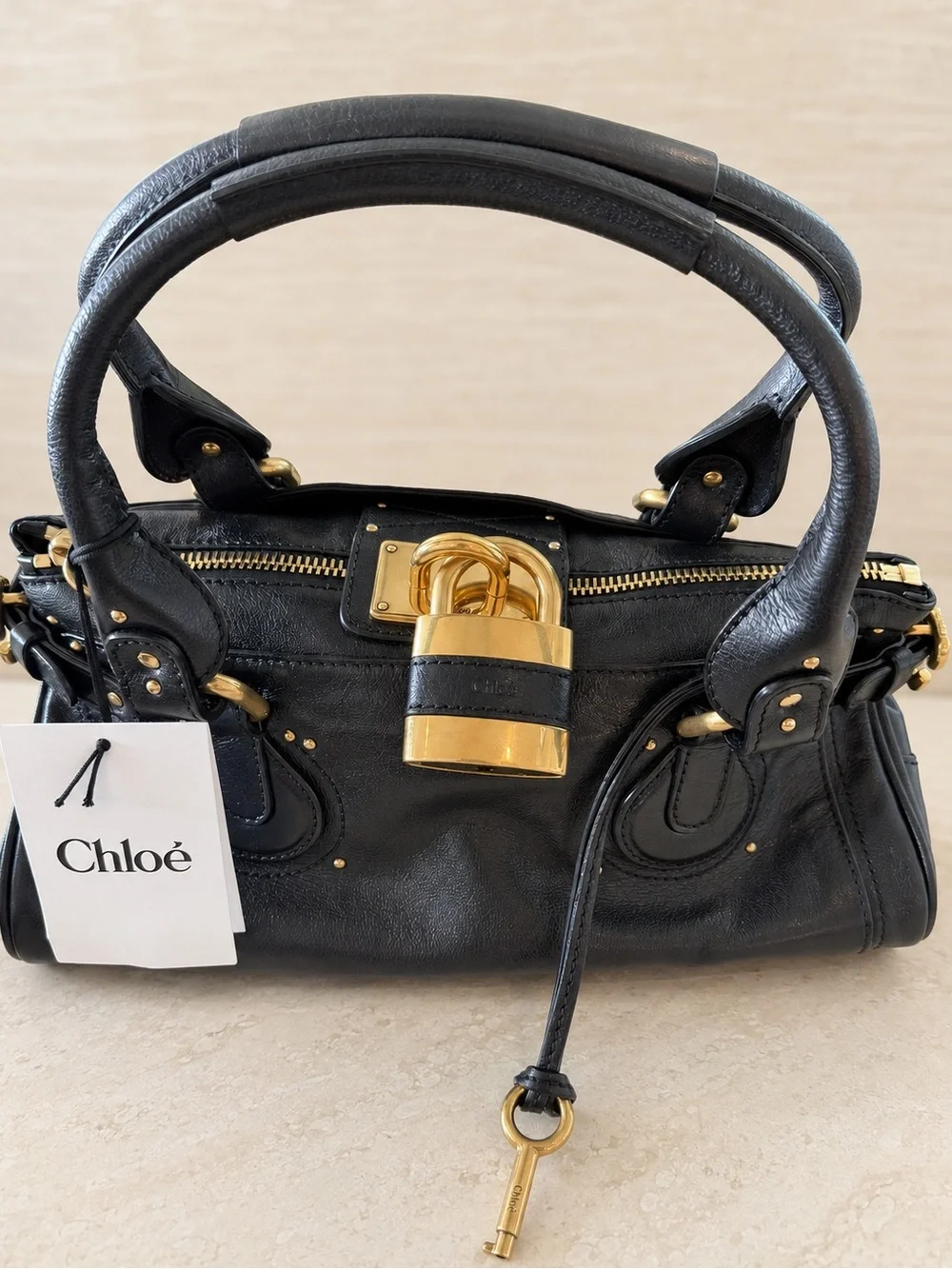 Brand New Chloé Paddington Leather Satchel Black & Gold NWT – Retail $2,990